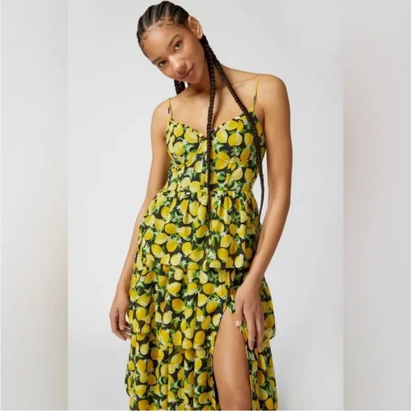 Betsey Johnson lemon print tiered maxi dress - Picture 3 of 10
